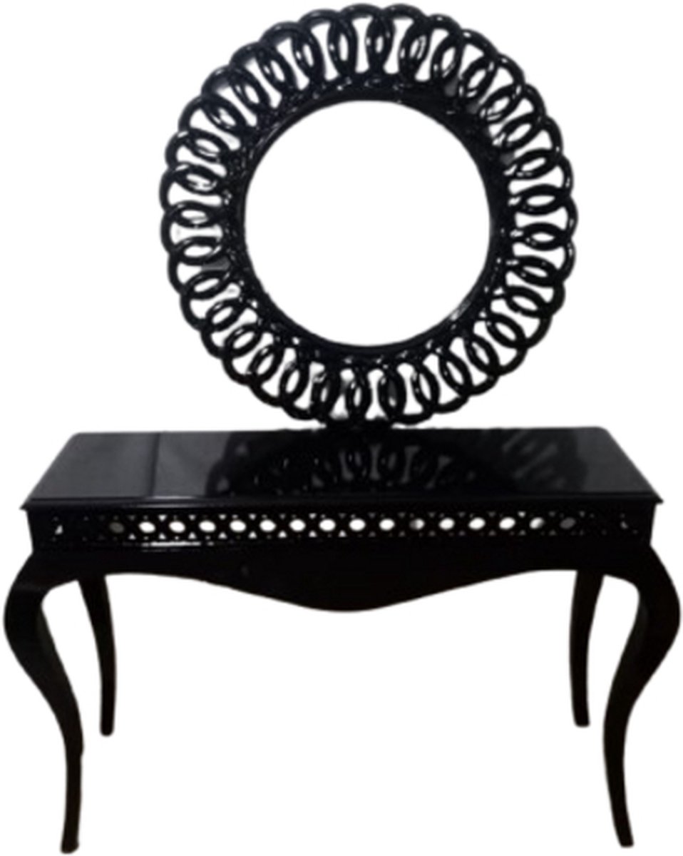 Barok ronde spiegel console zwart