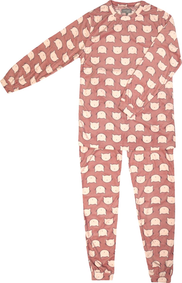 Lunatex Cocodream Dames pyjama Art.691714 velours met print Roze