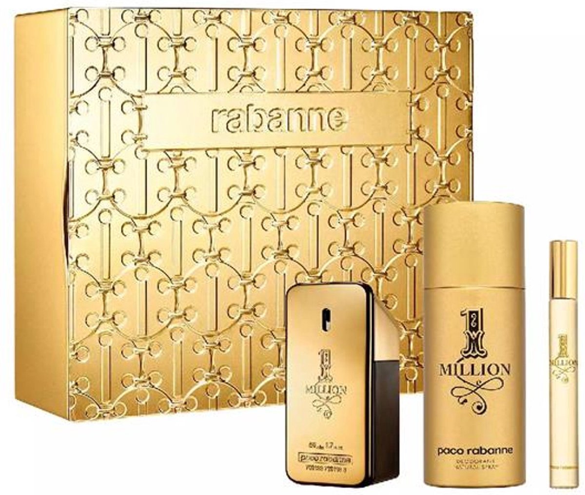 Goedkoopste Paco Rabanne 1 Million Set Eau De Toilette 50ml Deodorant 150 ml Travel Spray EDT 10ml