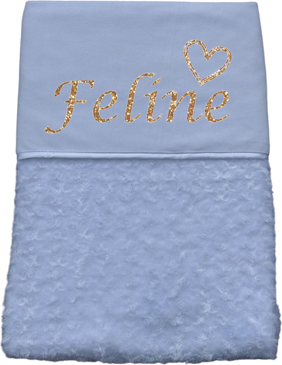 Soft Touch Witte Babydeken Roosjes met GOUD GLITTER Naam en hart (los) - Wiegdeken met naam - extra zacht 75 x 100 cm - Gepersonaliseerd - Babydekentje voor ledikant - Meisje - Babydeken voor kinderwagen - Kraamcadeau met naam - deken met naam