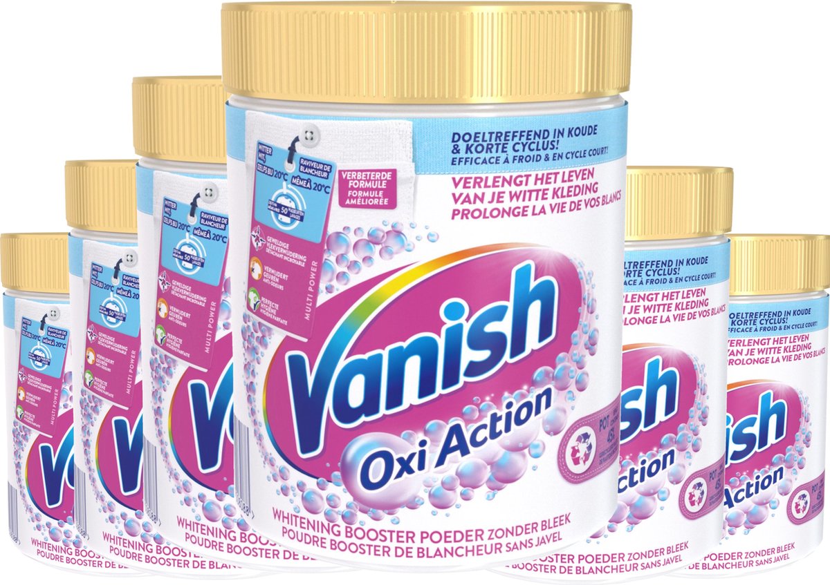 Goedkoopste Vanish Oxi Action Wasbooster Poeder - Vlekverwijderaar voor Witte Was - 6x1 kg - Voordeelverpakking - 198 Wasbeurten