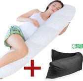 Bol.com Ondersteunend Lichaamskussen + 1x katoenen kussensloop - 45 x 145cm - Zwart - Body Pillow - Zwangerschapskussen - Body P... aanbieding