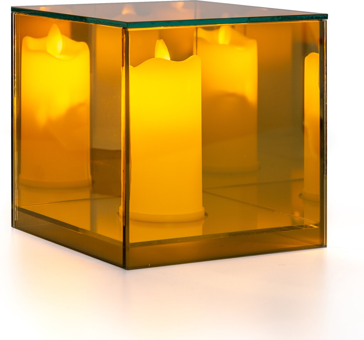 Countryfield Spiegelbox Elite - 15 cm - LED Kaars op Batterij - Sfeerlicht voor Binnen - met Timer - Goudkleurig - L
