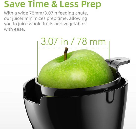Slowjuicer - Sapcentrifuge Voor Fruit en Groente - 500ML - 200W - Koude Pers Juicer - Zwart — afbeelding 4