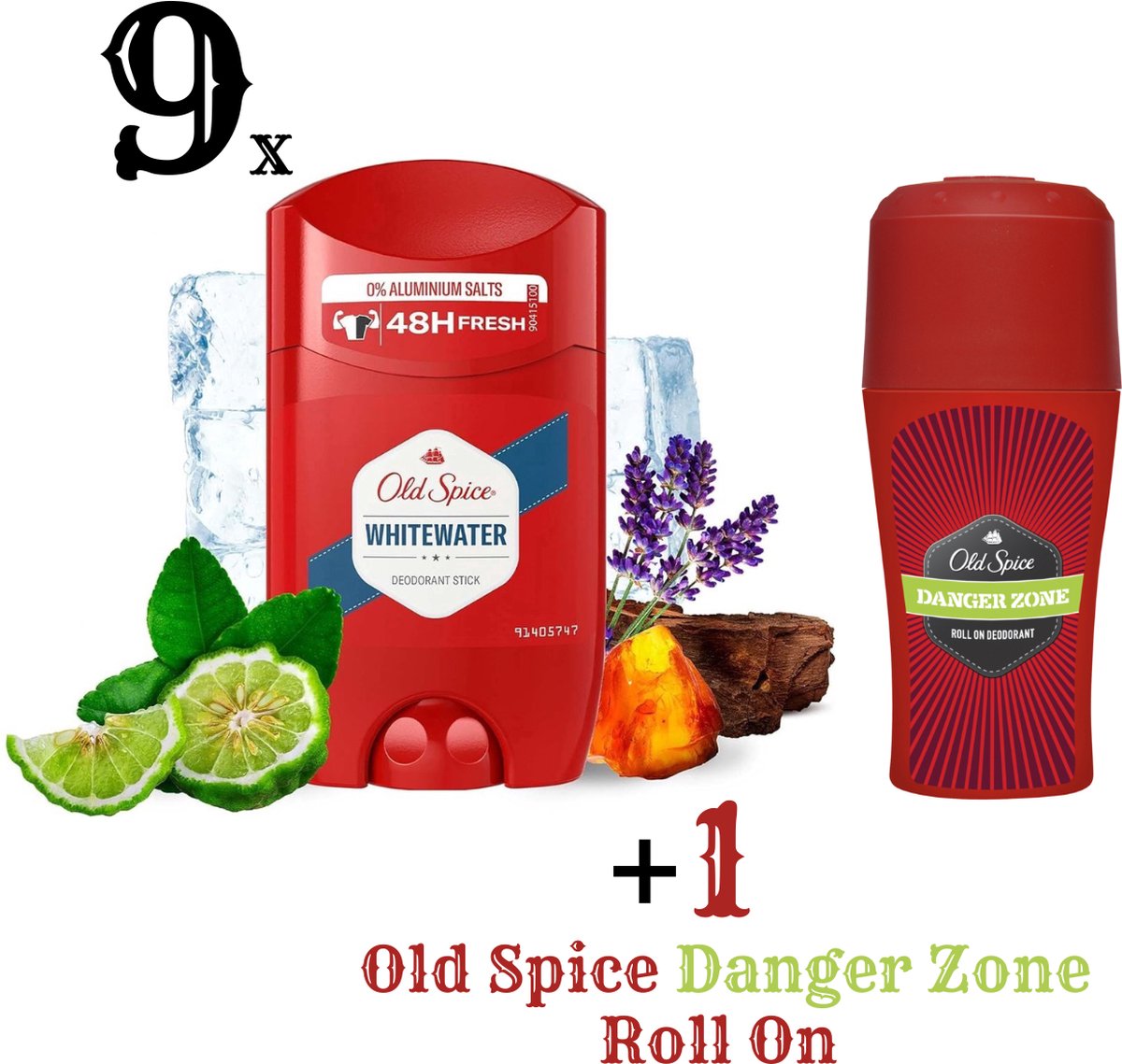 Goedkoopste Old Spice Whitewater Deodorant Man - 9 x 50 ml - Aluminiumvrij - Deodorant Man Voordeelverpakking