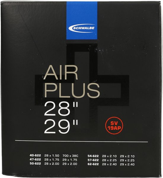 Schwalbe Air Plus 28"/29" fietsbandverpakking met SV 19AP ventiel.