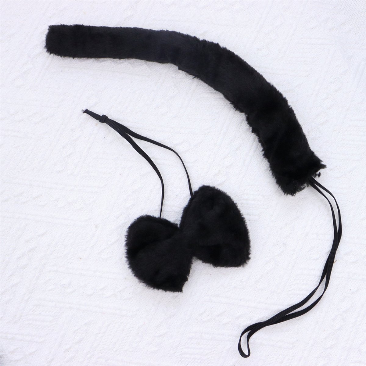 Joya Kids® Kat Zwart Verkleed Accessoires | Verkleedset Katten | Meisjes en Jongens en Volwassenen Verkleedpak Kitten | Carnaval en Halloween Outfit kinderen en volwassen | Haarband met Oren, Staart, Pootjes en Strik | Zwart — afbeelding 5
