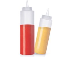 Knijpfles 250/500 ml 2 stuks - Garneerfles - Saus - Beslag - Doseerflessen - Sausflessen - Spuitfles