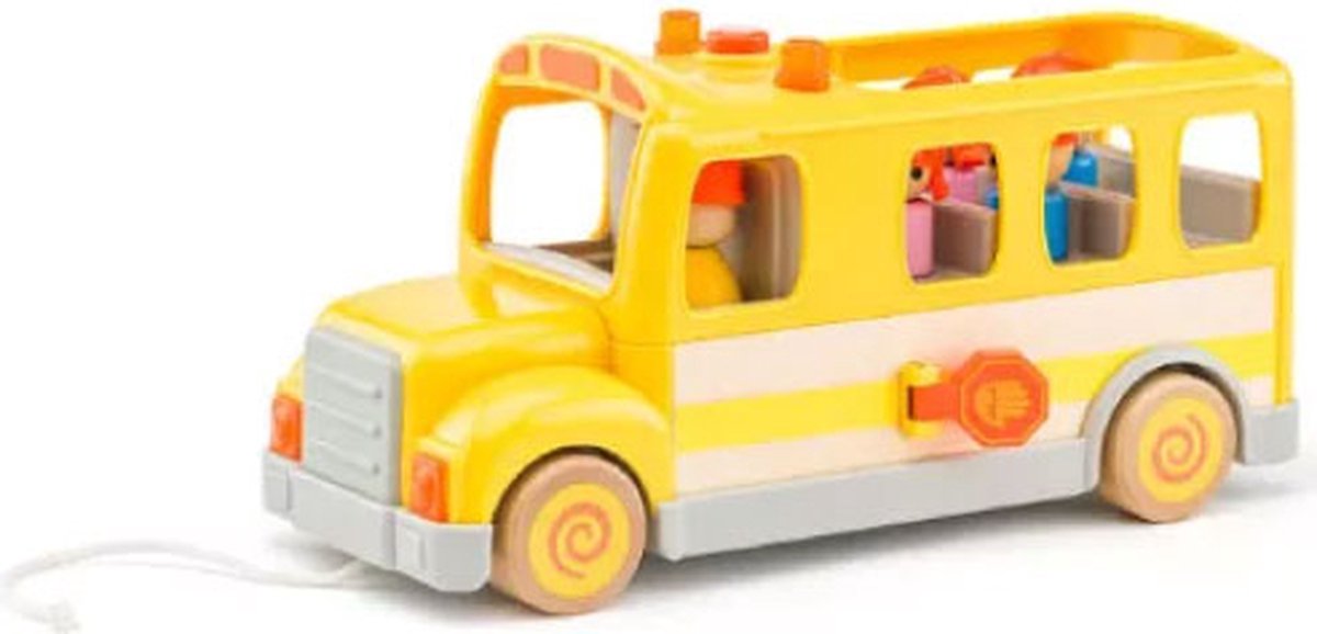 Woody schoolbus houten speelgoed met licht en geluid - educatief.