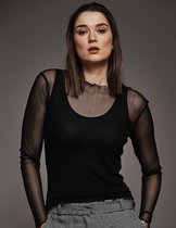 Chemise en Maille de Soie - Chemise Transparente de 100% Soie - Kokon Zwo - Couleur Zwart - taille 36/38
