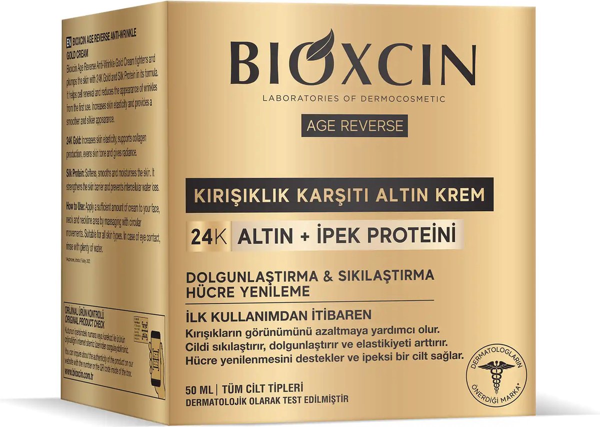 Bioxcin 24K Gold Anti-Aging Gezichtscrème - Met Zijdeproteïne - Dagcrème & Nachtcrème - Anti-Rimpel Hydraterende Huidverzorging - 50 ml - Gezichtsverzorging - Huidverzorging