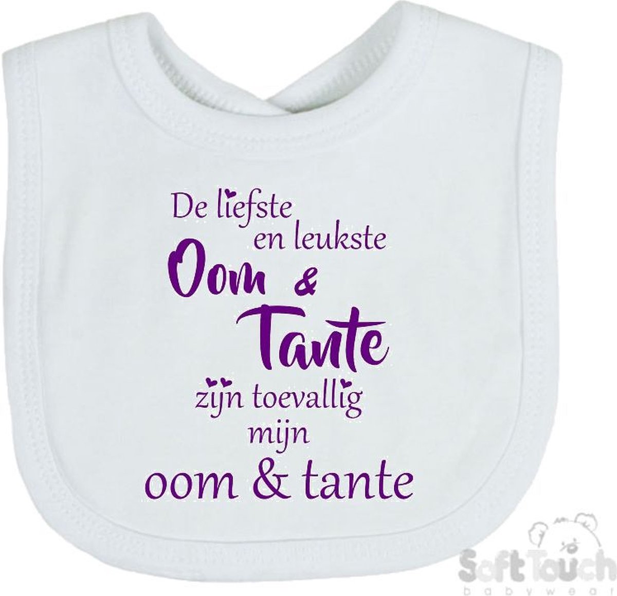 Goedkoopste Soft Touch Slabber Slabbetje Slab De liefste en leukste Oom & Tante zijn toevallig mijn Oom & Tante Unisex Katoen Wit/paars Maat 33x22 Cm