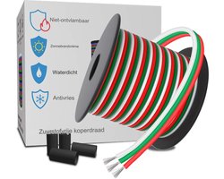 10M Verlengkabel voor LED-Strips - 22 AWG 3-Pin Conductor Extension Wire - Zuurstofvrij Tinned Koper - PVC-bescherming - Geschikt voor WS2812B/WS2811 RGB LED - Ondersteunt 5V-200V - Inclusief Krimpkousen en Connectoren
