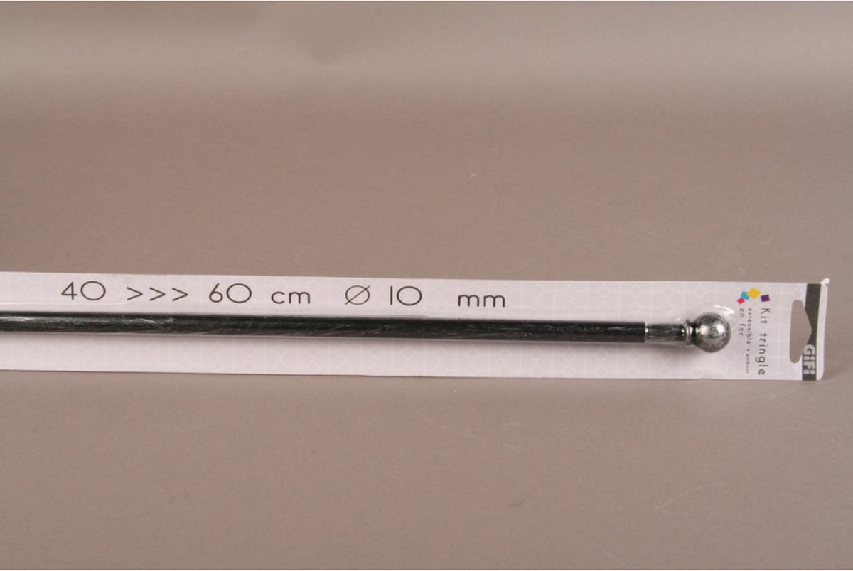 Gifi Diffusion - Uitschuifbare gordijnroede - 40-60 cm met kogeleinde - antiek zwart