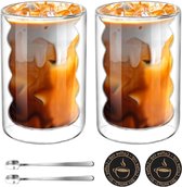 Lot De 4 Verres à Double Paroi Pour Latte Macchiato - 400 Ml - Avec 4 Cuillères - Verre Borosilicate - Garde La Température