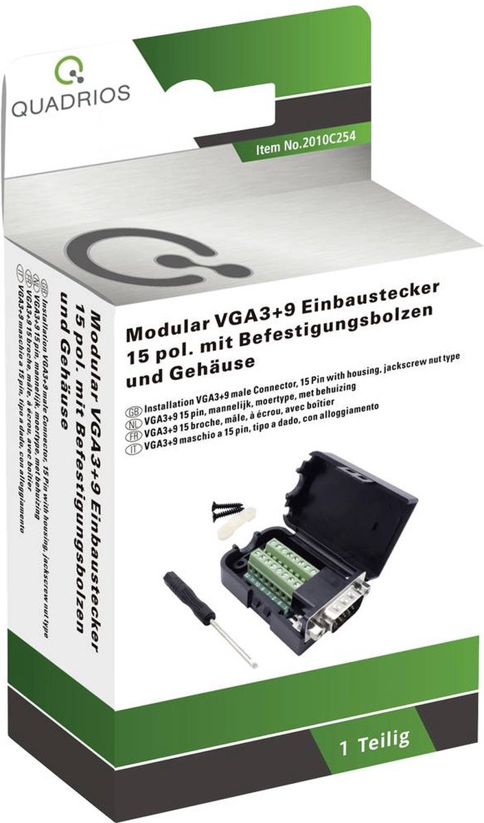 Quadrios 2010C254 VGA-connector Stekker, recht Aantal polen: 15 Zwart 1 set(s)