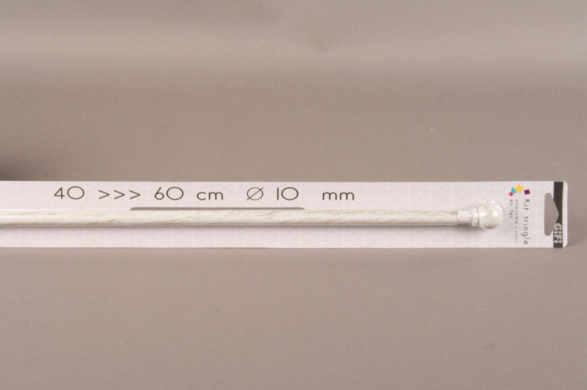 Gifi Diffusion - Uitschuifbare gordijnroede - 40-60 cm - met kogeleinde - antiek wit - raamdecoratie