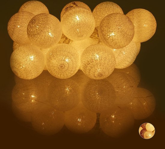 Relaxdays LED lichtslang met 20 ballen - sfeerverlichting - feestverlichting  - katoen... | bol.com