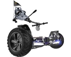 Ampes Off Road Hoverboard - Bluetooth Speaker - 36V 4.0 Ah Accu - Oxboard - 15 km/h - UL2272 Gecertificeerd - LED Verlichting - Anti lek banden - Belastbaar tot 120KG - 8.5 Inch - Inclusief Draagtas - 800W - Camouflage + Hoverkart Camouflage