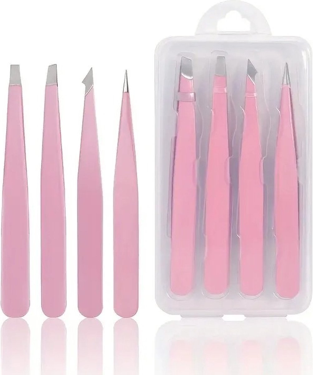 Goedkoopste WiseGoods Premium Precisie Pincet Set - Haartrimmer - Wenkbrauw Trimmer - Verzorging Wenkbrauwen - Beauty Accessoires - 4st Roze
