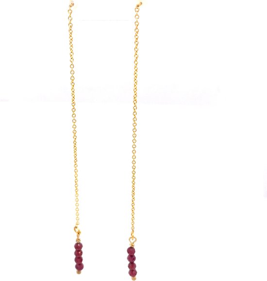 Boucles d'oreilles Pat's Jewels - Clous d' Boucles d'oreilles- Clous d'oreilles - Triple Stud- Zircone - Couleur rubis