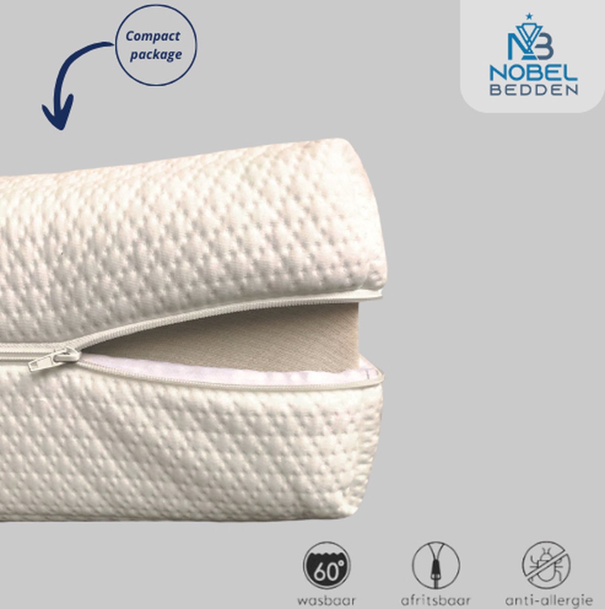 90x200 Matrashoes Bamboo Deluxe Met 3zijdige Rits - Anti Allergie huisstofmijt - Dikte 20 cm 90x200