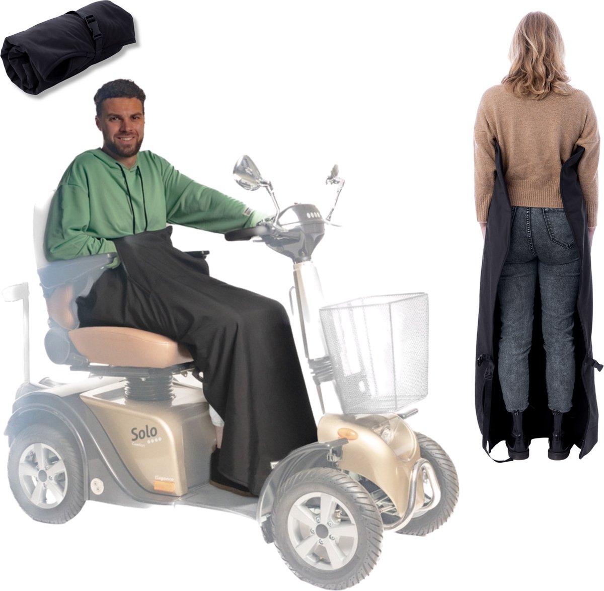 Goedkoopste Belieff Scootmobiel Deken - Beenkleed Scootmobiel - Voetenzak - Scootmobielaccessoires - Wind- en Waterdicht - Fleece - Open Onderkant - Zwart - Large