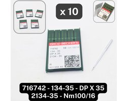 1 Doosje GROZ-BECKERT INDUSTRIELE NAAIMACHINE NAALDEN, Inhoud 10 Naalden, Artikel 773262 - NM100/16