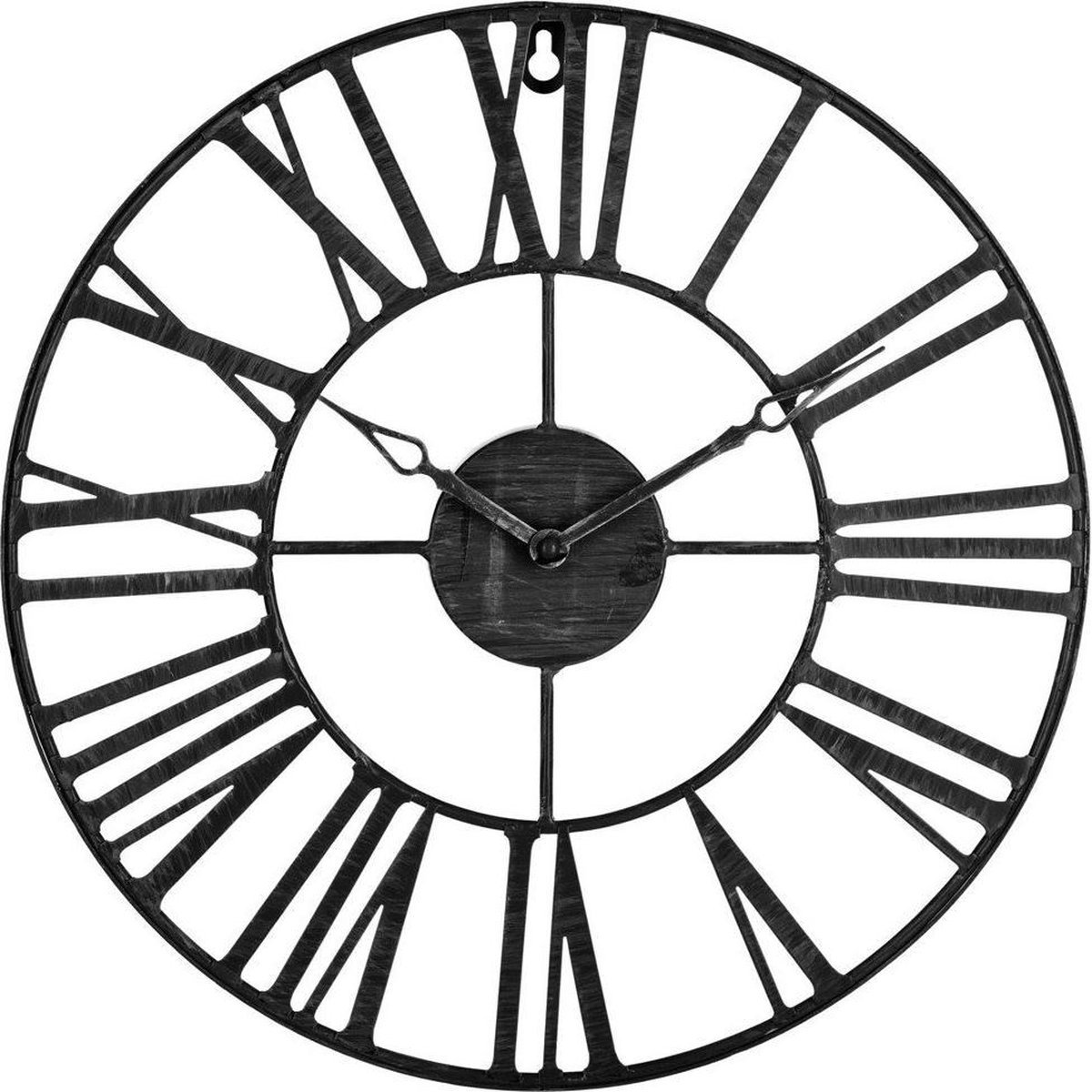 Wandklok met Romeinse Cijfers, Ø 36 cm, Kleur zwart - Wandklok Europese Stijl Retro Smeedijzeren Wandklok Woonkamer Decoratie Wandklok Romeinse Klok