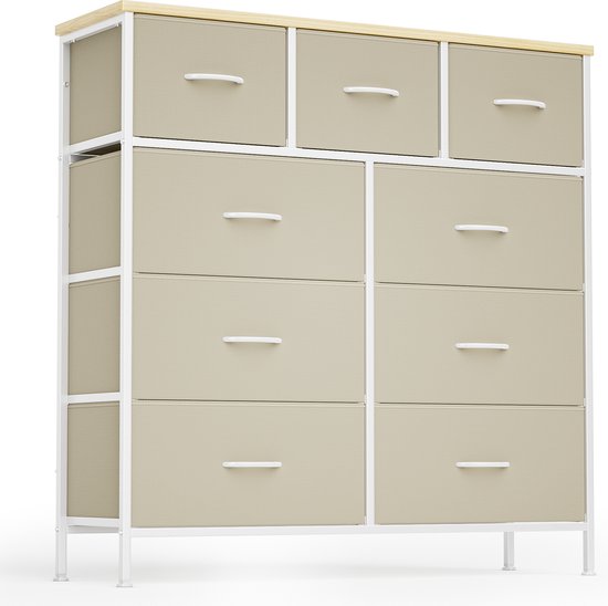 YITAHOME Ladekast met 8 laden voor slaapkamer, stoffen dressoir, opbergladen met handgrepen, metalen frame voor woonkamer, hal, kinderkamer, rustiek bruin