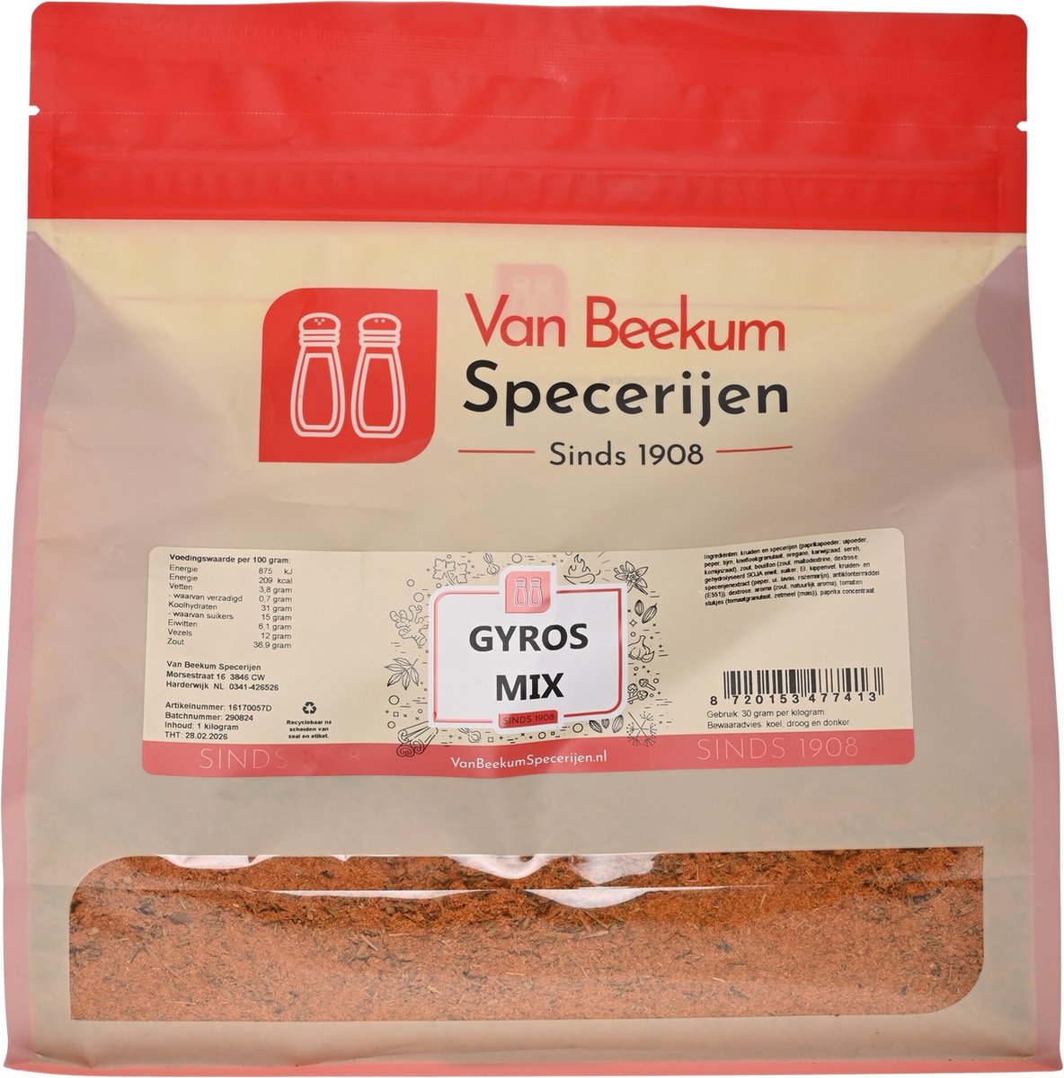 Goedkoopste Van Beekum Specerijen - Gyros Mix - 1 kilo (hersluitbare stazak