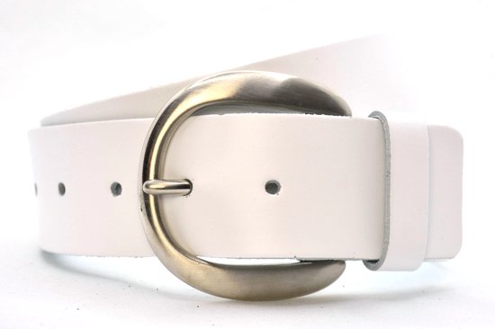 5 cm brede witte dames riem - 100% leer - witte tailleriem - Maat 105 - Totale lengte riem 120 cm