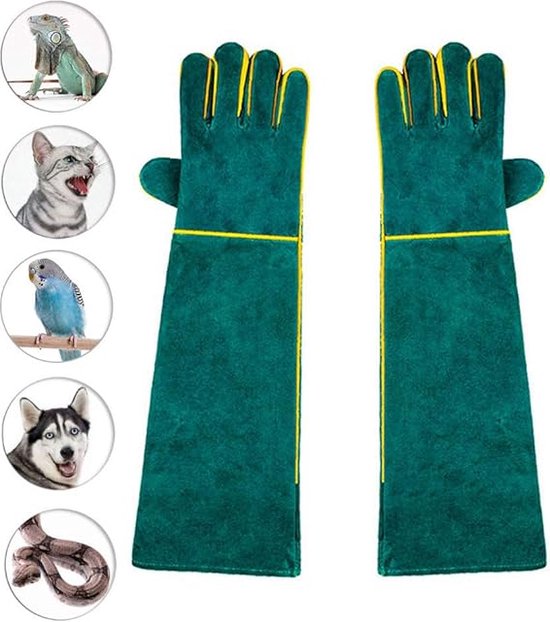Handschoenen-anti-bijt en anti-kras-lange handschoenen-groen-koeienhuid handschoenen-hittebestendige anti-bijthandschoenen-60CM