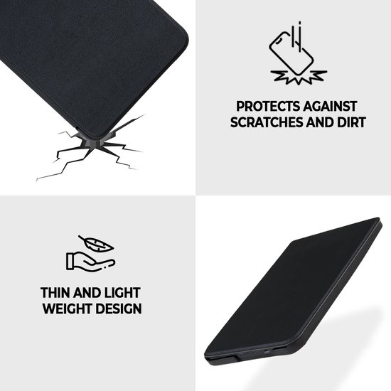 Lunso Geschikt voor Kobo Clara HD hoes (6 inch) - sleepcover - Zwart van Lunso — afbeelding 3