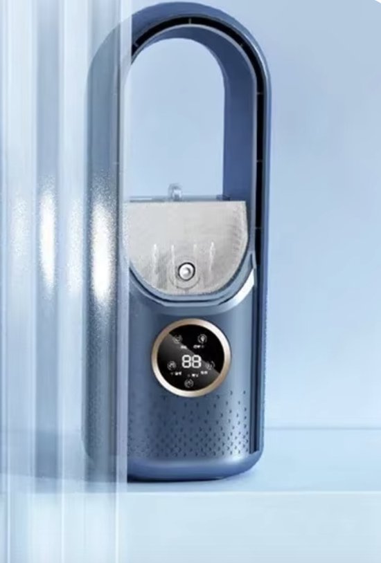 J&R Ventilator - Bladloze ventilator - Koelventilator - Luchtbevochtiger - 6 standen - Blauw