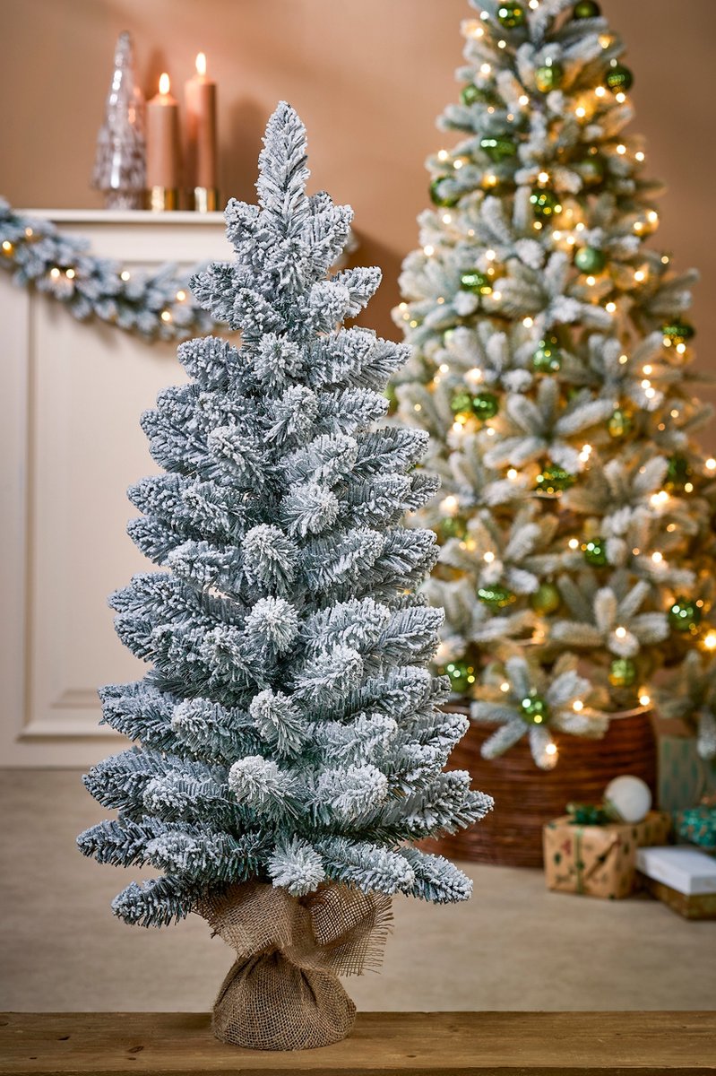Black Box Trees Gerlos Smalle Kunstkerstboom in Jute - H75 x Ø36 cm - Groen Frosted – foto 2