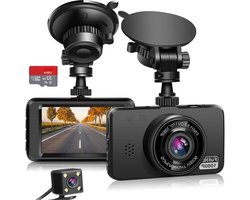 Dual Dashcam - Dashcam Voor Auto 1080p Full HD - Voor en Achter Camera incl. 32GB SD-kaart – Auto Camera - Met Loopopname en G-sensor – LCD Scherm