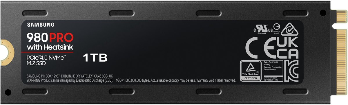 Samsung 980 PRO met Heatsink - Interne SSD - M.2 NVMe - PS5 Compatibel - 1TB