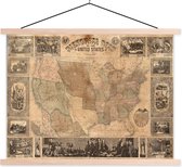 Porte-affiche avec affiche - Affiche scolaire - Carte - Vintage - Amérique - 120x90 cm - Lattes vierges