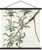 Porte-affiche avec affiche - Affiche scolaire - Vintage - Feuilles - Japonais - 90x90 cm - Lattes noires