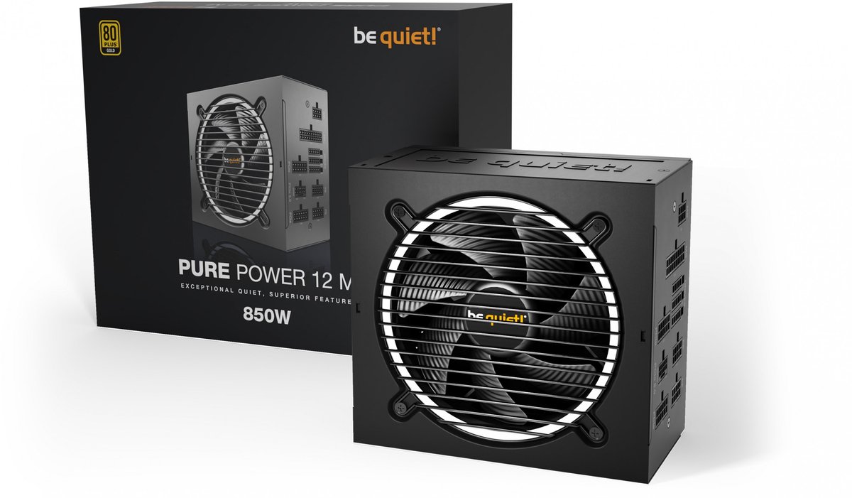 be quiet! Pure Power 12 M, 850 W, 100 - 240 V, 900 W, 50/60 Hz, 12 / 6 A, Actief