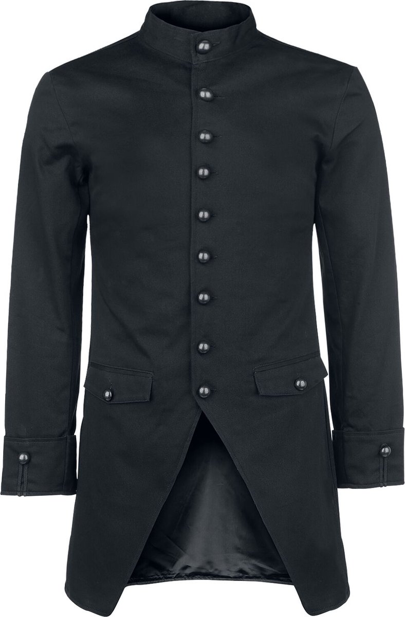 Gothicana Zwarte jas met opstaande kraag - Heren - XXL