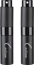 Cailean - Navulbare Parfum Flesjes - 2 Stuks + Opzetstukje - 10 Ml - Zwart - Metalen Verstuiver - Glazen Parfum Flesje - Navulbaar - Spray Flesje - Leeg - Reisflesje - Mini lege Parfum verstuiver - Pocket Size