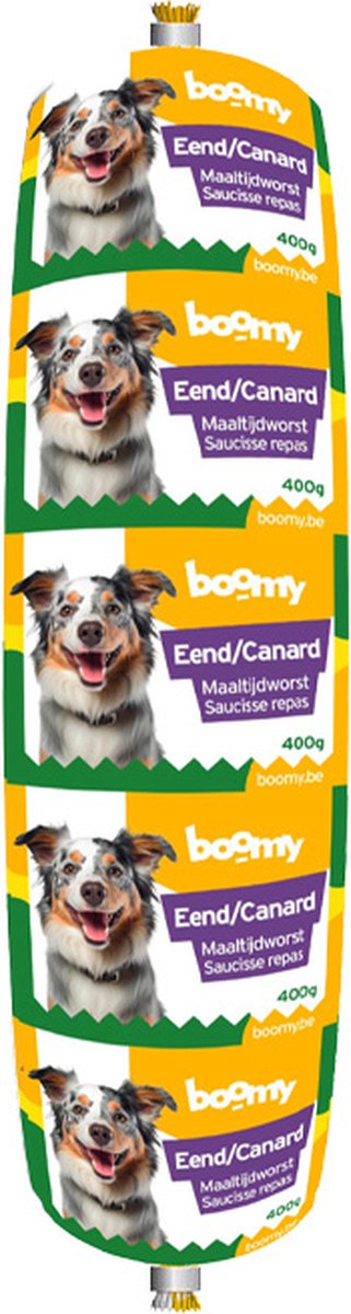 Boomy Boomy - Hondenvoer - Maaltijdworst hond - Hondenworst - Vers vlees hond - Eend - 4 x 400g