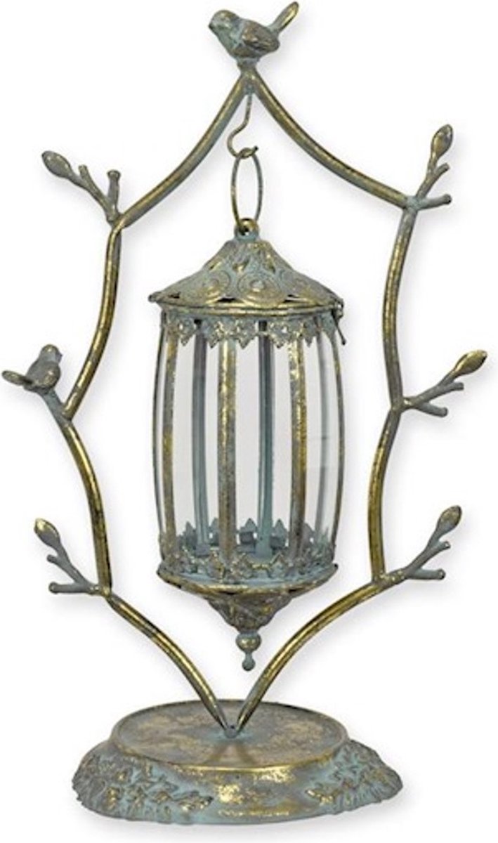 Boutique Trukado - Tinnen Hangende Lantaarn met Vogels op Standaard - Zeer decoratief en duurzaam