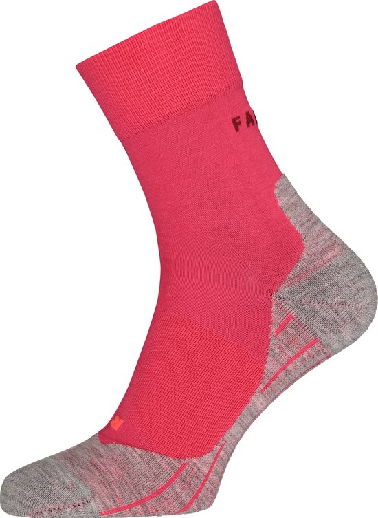 Roze FALKE sok met grijze accenten en ribbels bij de enkel en hiel.
