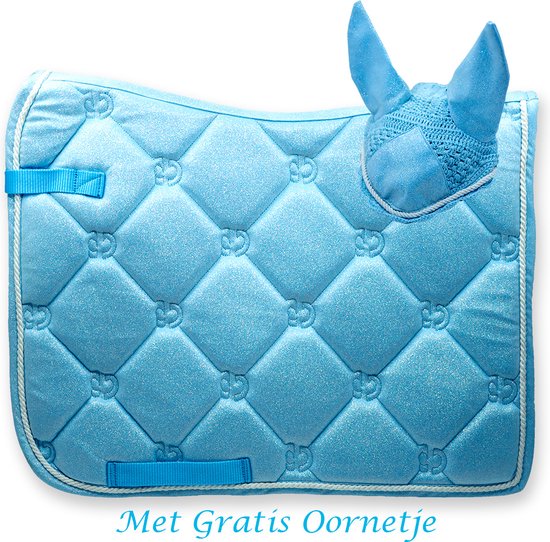 Zadeldekje Fairytale Blue Glitter | Dressuur | Met Gratis Oornetje | Pony
