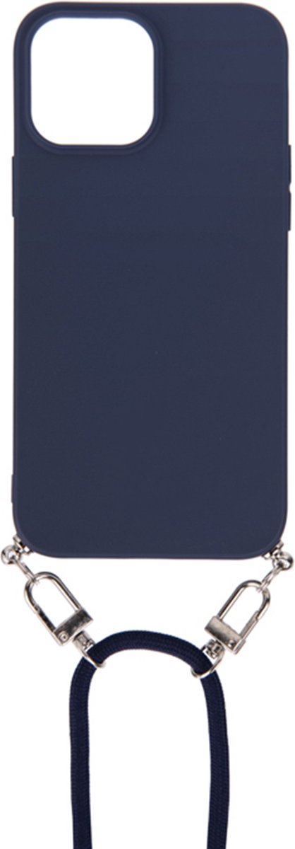 Eko, Hoesje geschikt voor iPhone 13 Pro Max - met Nylon Koord & Hars Ketting, Blauw