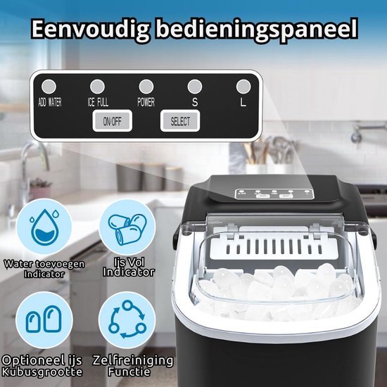 Luxe Ijsblokjesmachine - Crushed Ice - Zelfreinigend - Snelle Producte - Voor Horeca & Thuis - Eenvoudige Bediening - ABS - Zwart van Luxe. — afbeelding 5