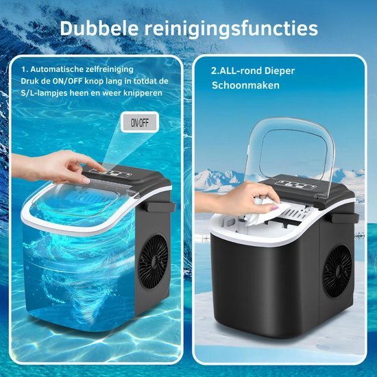 Luxe Ijsblokjesmachine - Crushed Ice - Zelfreinigend - Snelle Producte - Voor Horeca & Thuis - Eenvoudige Bediening - ABS - Zwart van Luxe. — afbeelding 2